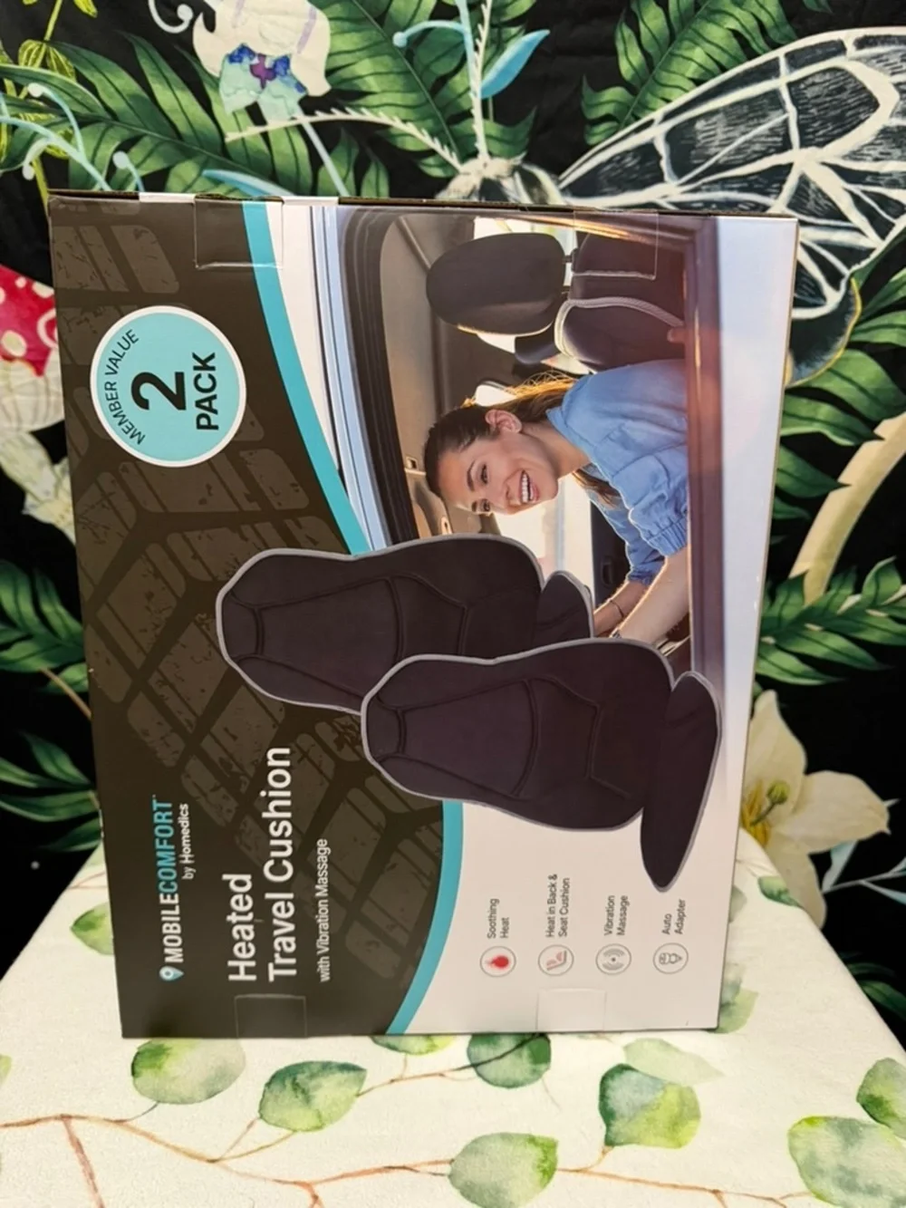 Homedics Mobile Comfort Heated Travel Cushion Set - Black